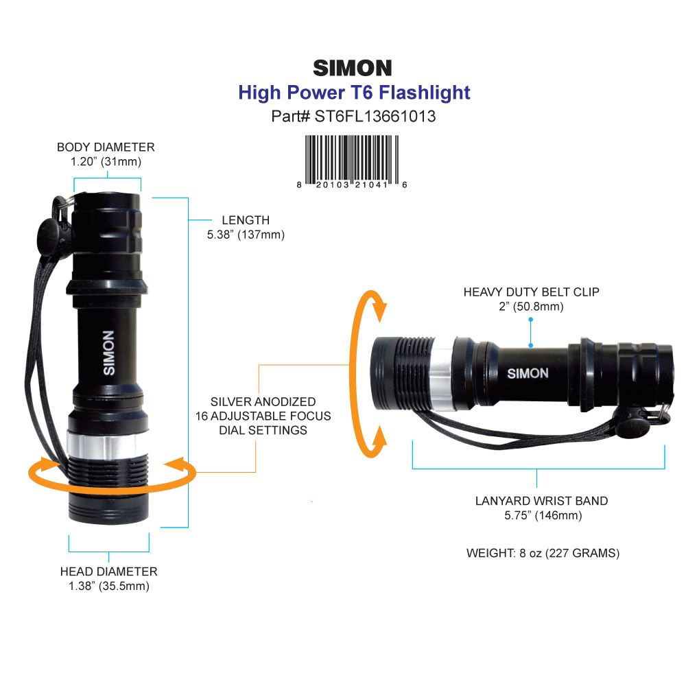 Simon T6 Pro Flashlight Diagram-2