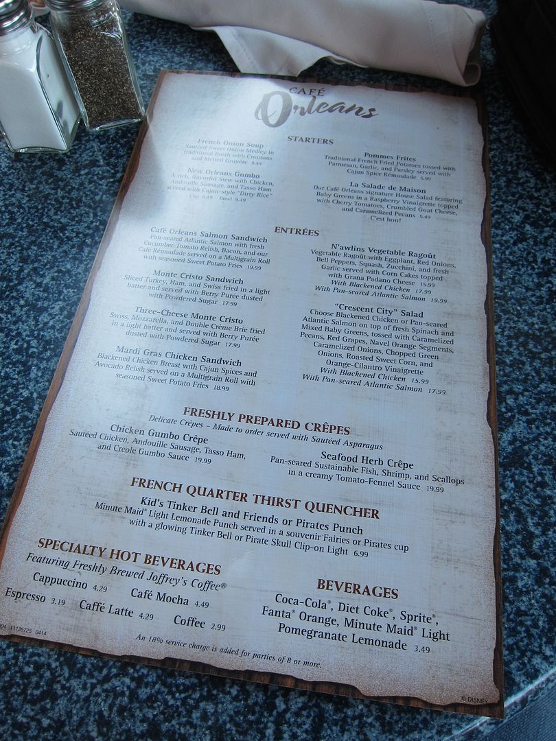 Cafe Orleans Menu | Disneyland