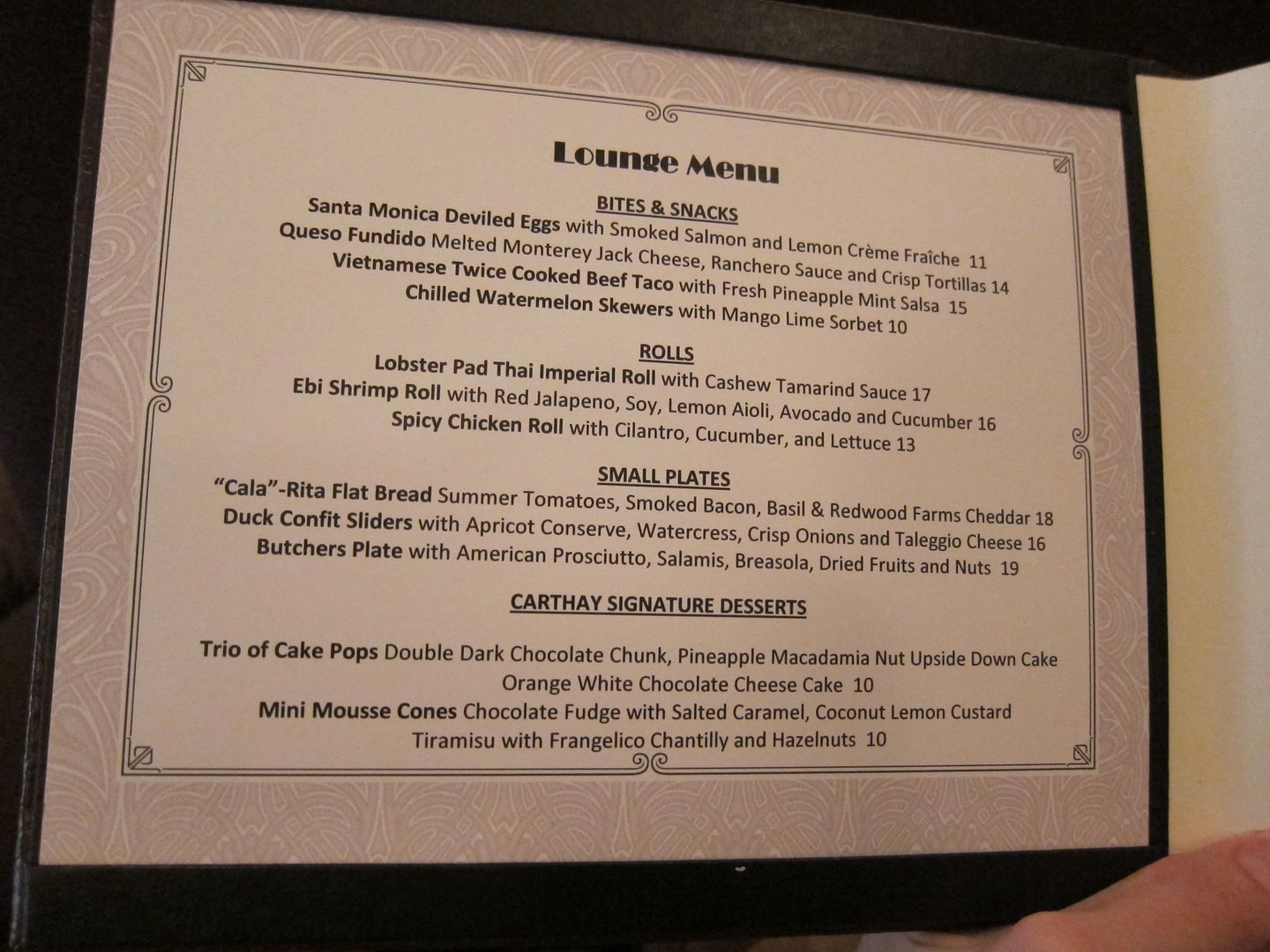 1901 Lounge Menu | Disney California Adventure