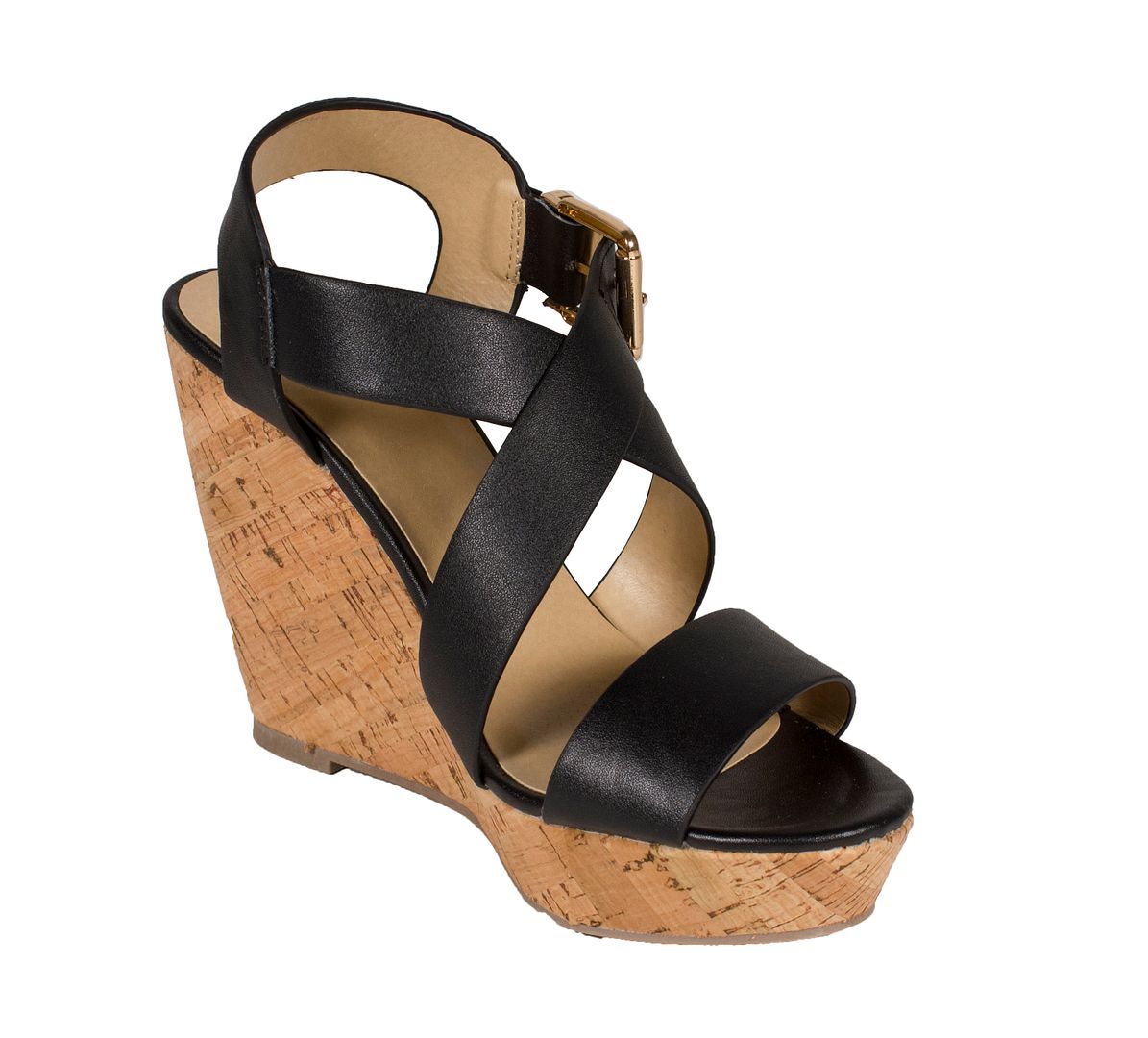 BAYMIST! Delicious Women's CrissCross Slingback Platform Cork Wedge