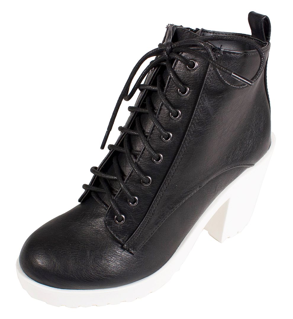 chunky heel lace up ankle booties