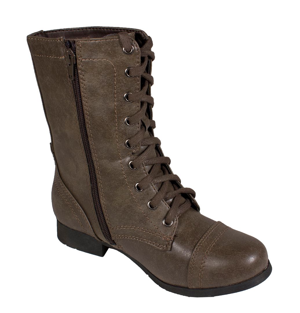 RELAX! Women's Military MidCalf Laceup Combat Boots with Side Zipper