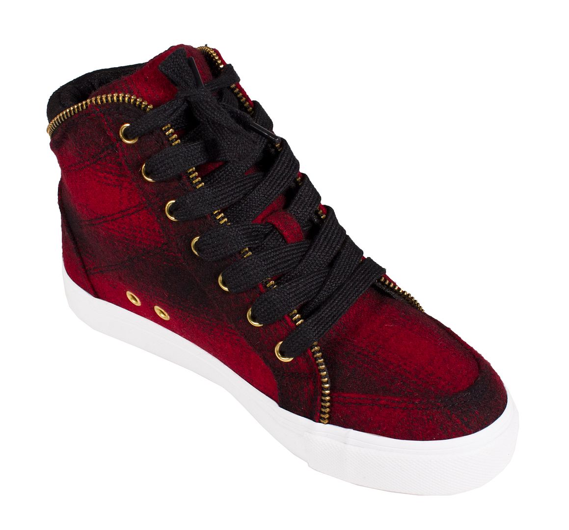 SOCIAL! Women's Lace Up Hip Streetwear Style Zip Trim High Top Sneakers