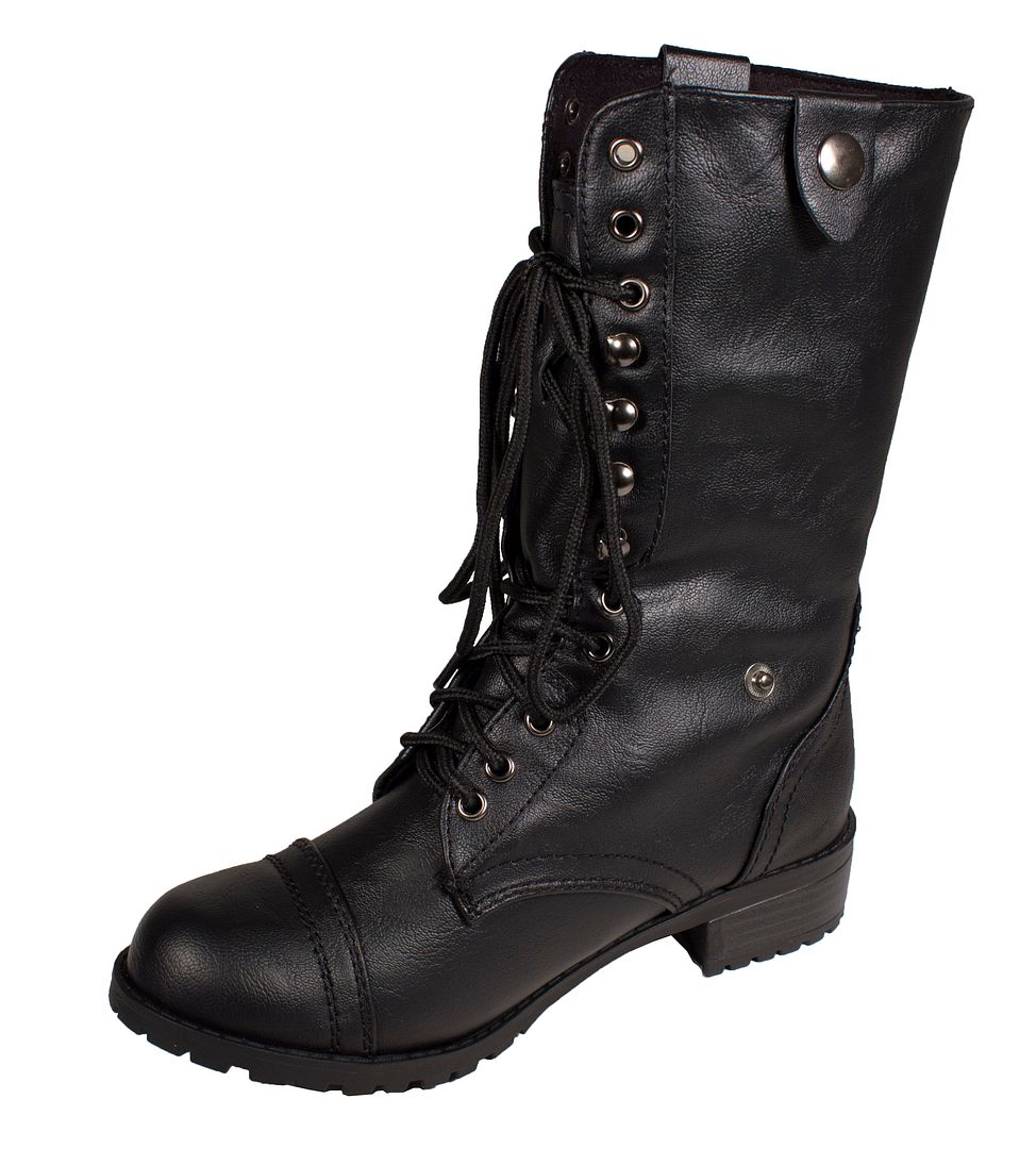 ORAL! Women's Military Lace Up Faux Fur Mid Calf Combat Boots eBay