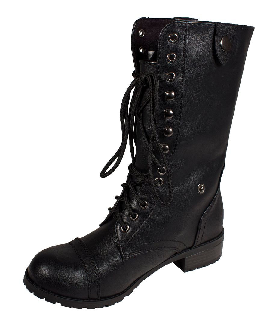 soda lug buckle womens combat boots