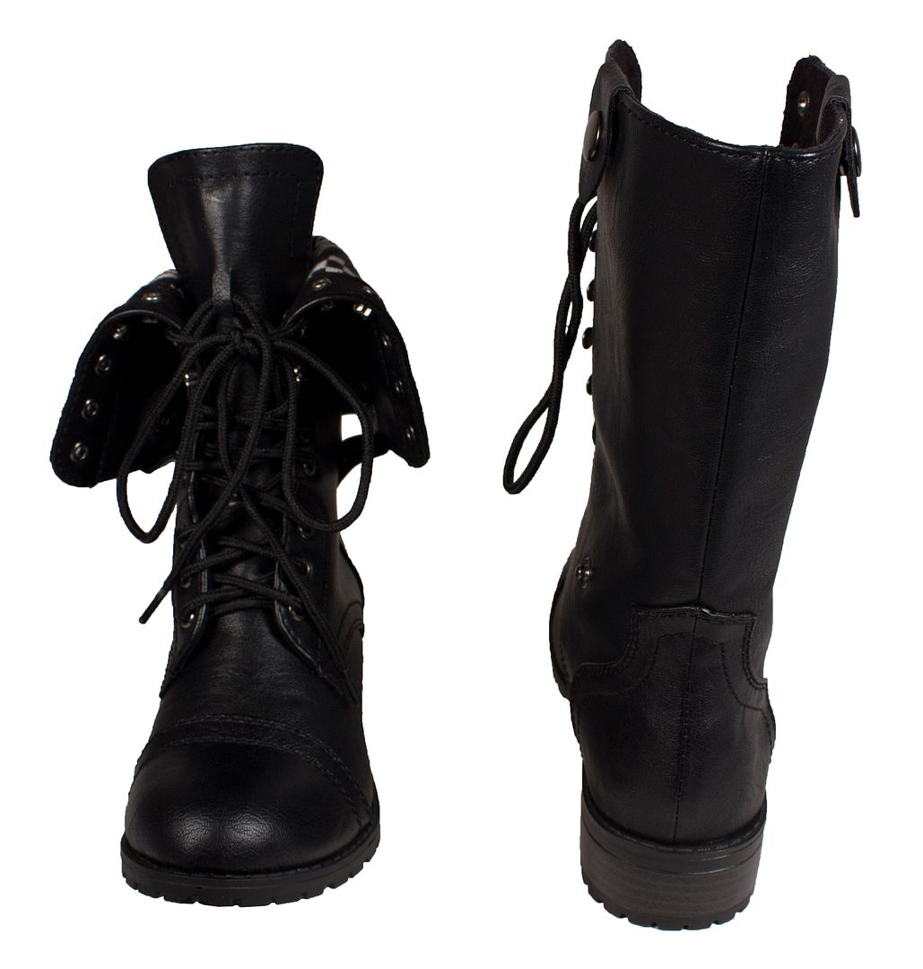 soda lug buckle womens combat boots
