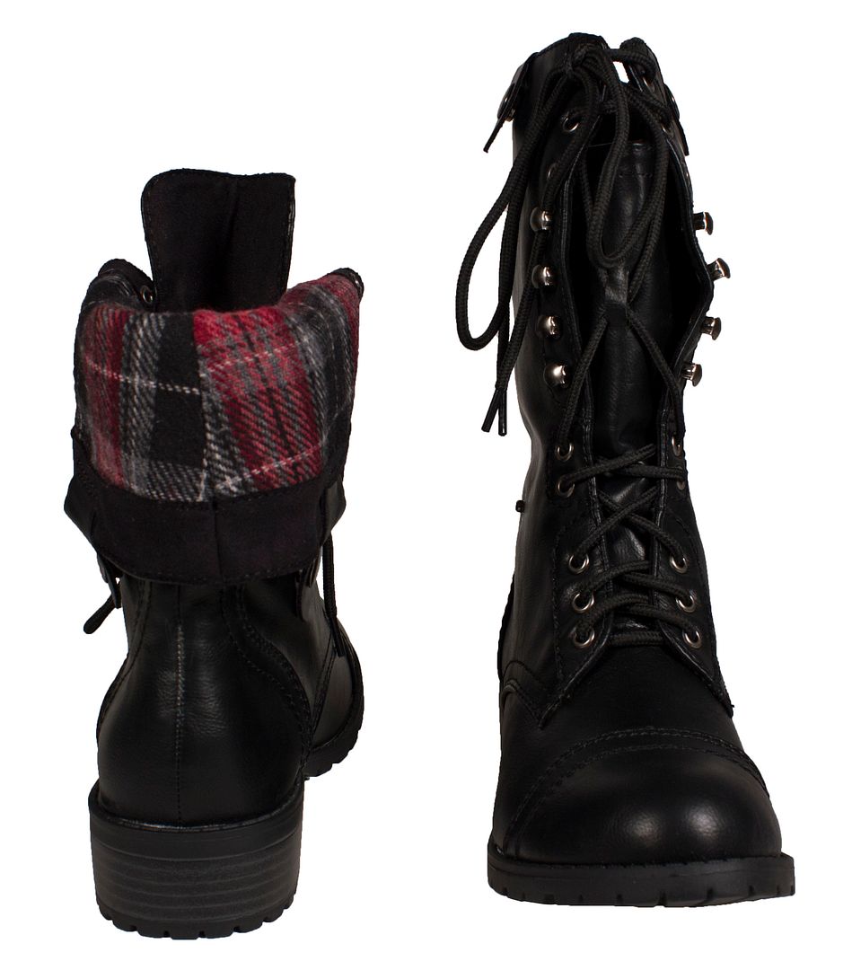 soda lug buckle womens combat boots