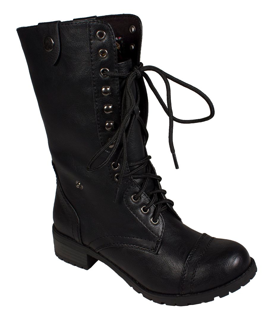 soda lug buckle womens combat boots