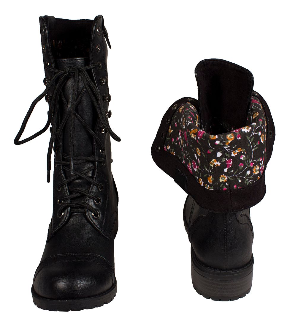 soda lug buckle womens combat boots