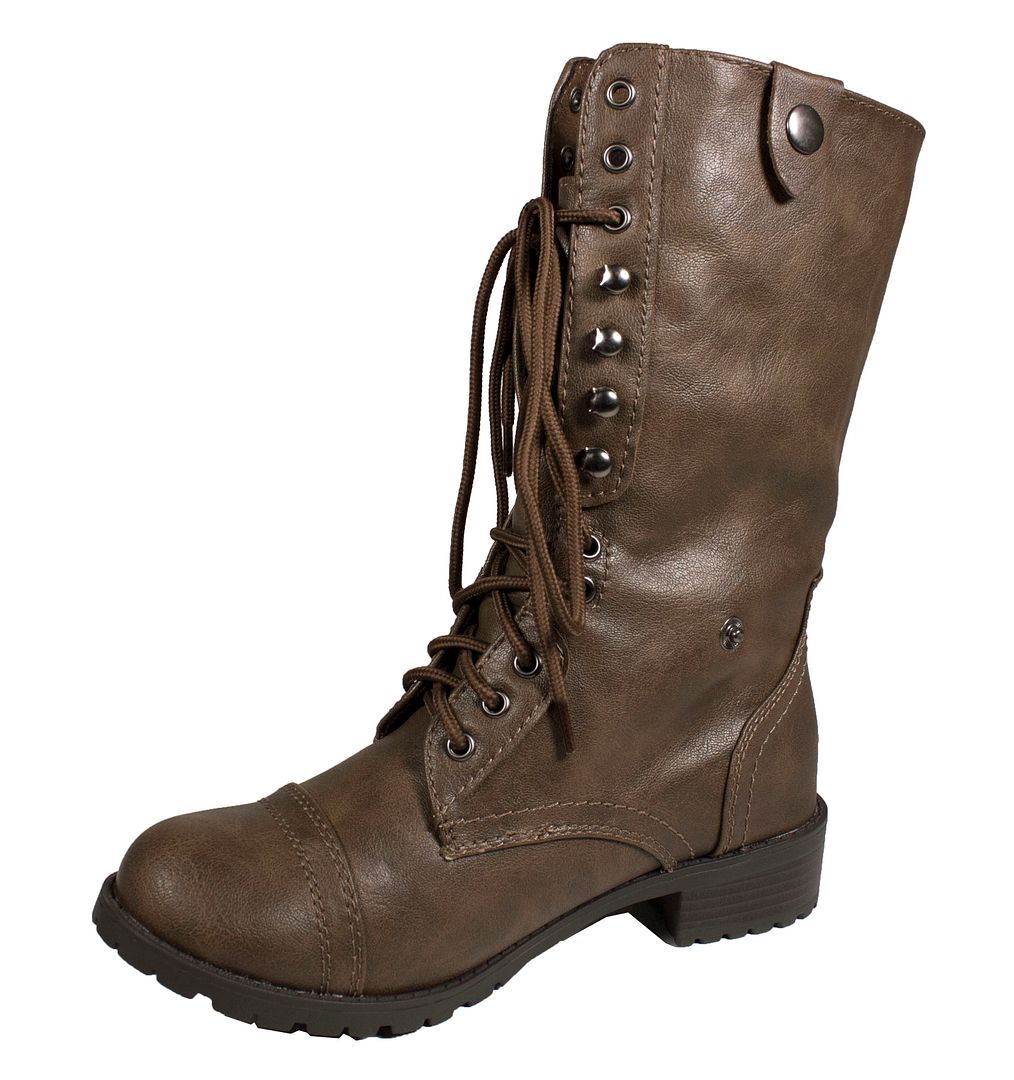 soda lug buckle womens combat boots