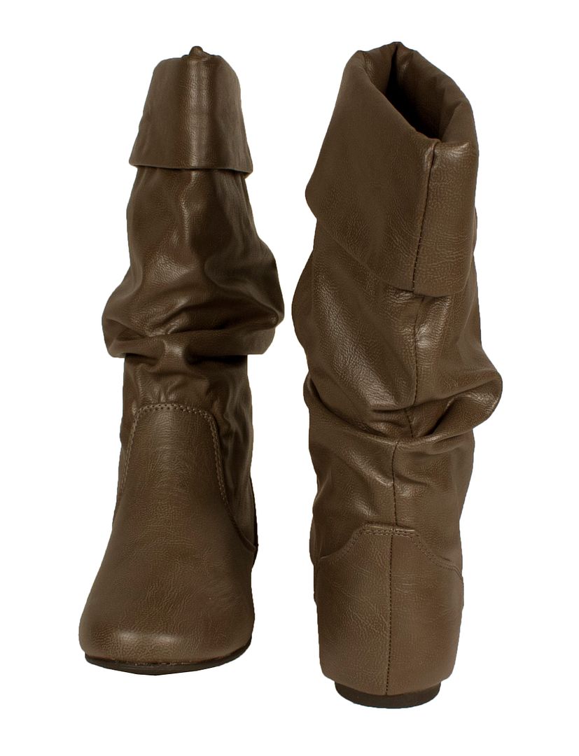 ladies pull on mid calf boots