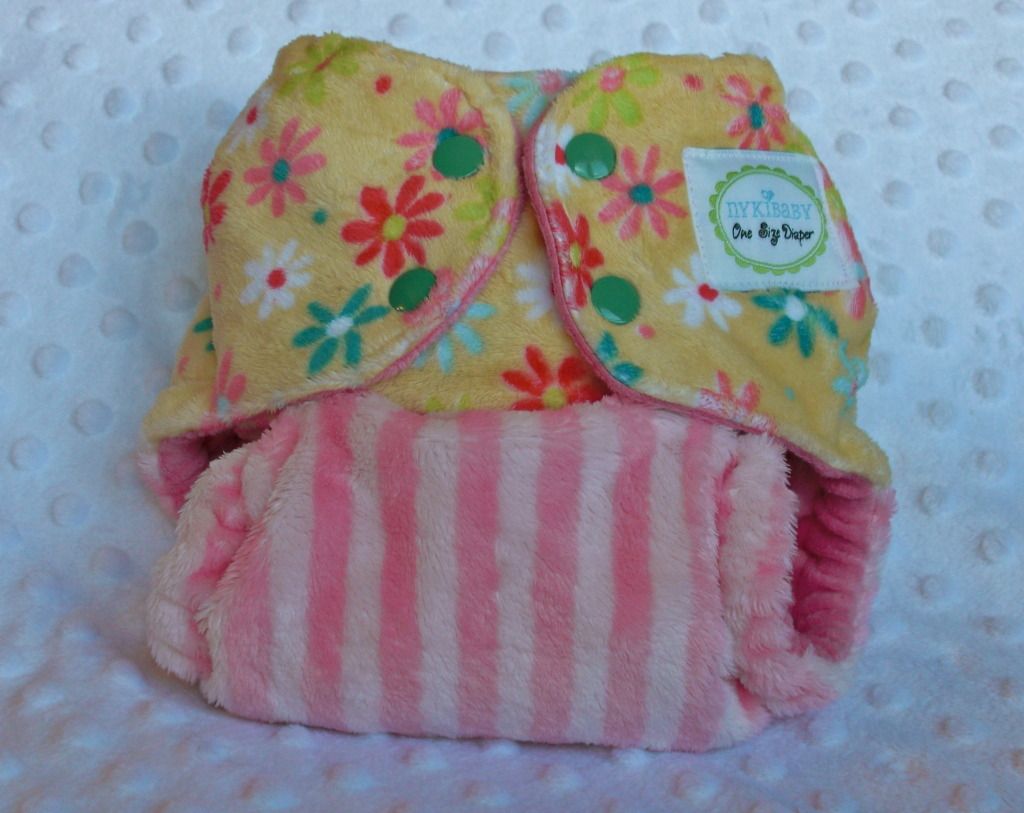 Yellow Floral Minky OS Pocket Diaper