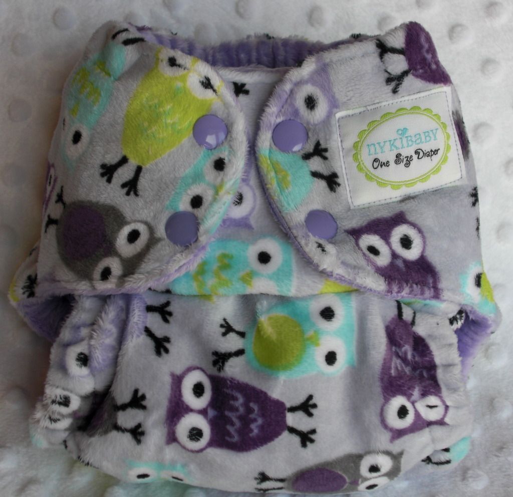 Lavender Owls Minky OS Pocket Diaper