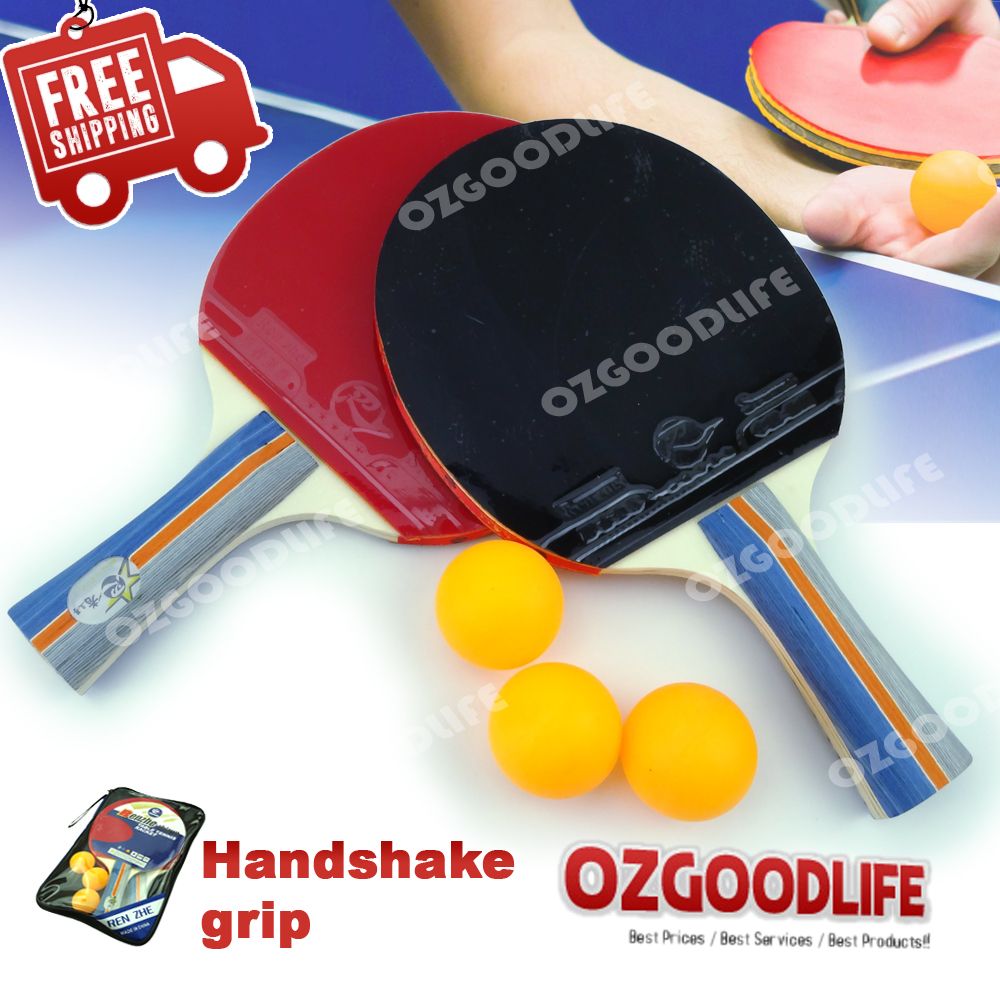 1 Pair penhold/handshake grip Table Tennis Ping Pong Racket Bat + 3