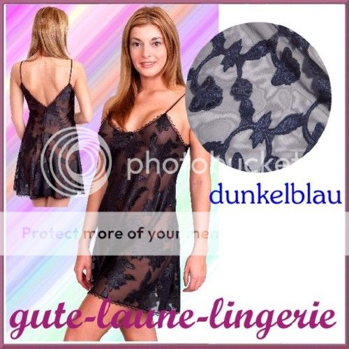 Negligé Nachtkleid Nachthemd dunkelblau marine blau Übergröße