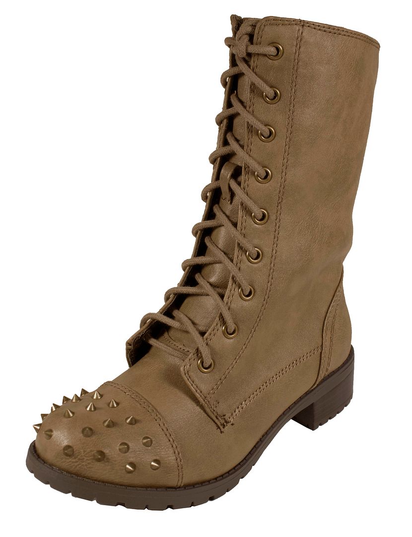 BUTTER! Women's Military Lace Up Spike Studs Mid-Calf Combat Boots | eBay