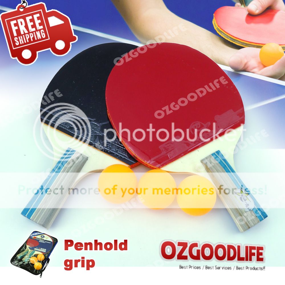 1 Pair penhold/handshake grip Table Tennis Ping Pong Racket Bat + 3